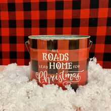 Load image into Gallery viewer, Medium red and black buffalo check metal bucket