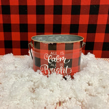 Load image into Gallery viewer, Small red and black buffalo check metal bucket
