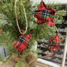 Load image into Gallery viewer, Plaid star Christmas ornaments