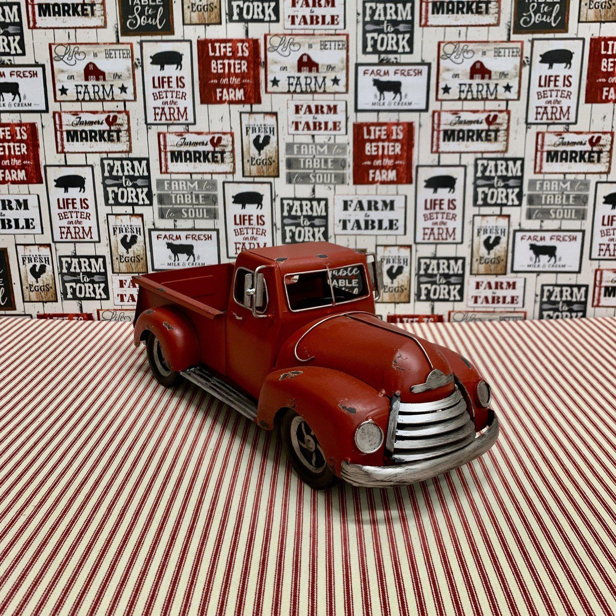 Vintage metal red truck top