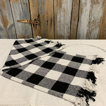 Load image into Gallery viewer, Black and white buffalo check table runner