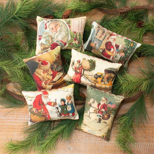 Vinta Santa postcard mini pillows