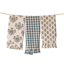 Load image into Gallery viewer, Blue Block Print Tea Towels