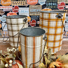 Load image into Gallery viewer, Beautiful Fall Buckets in plaids and stripes.