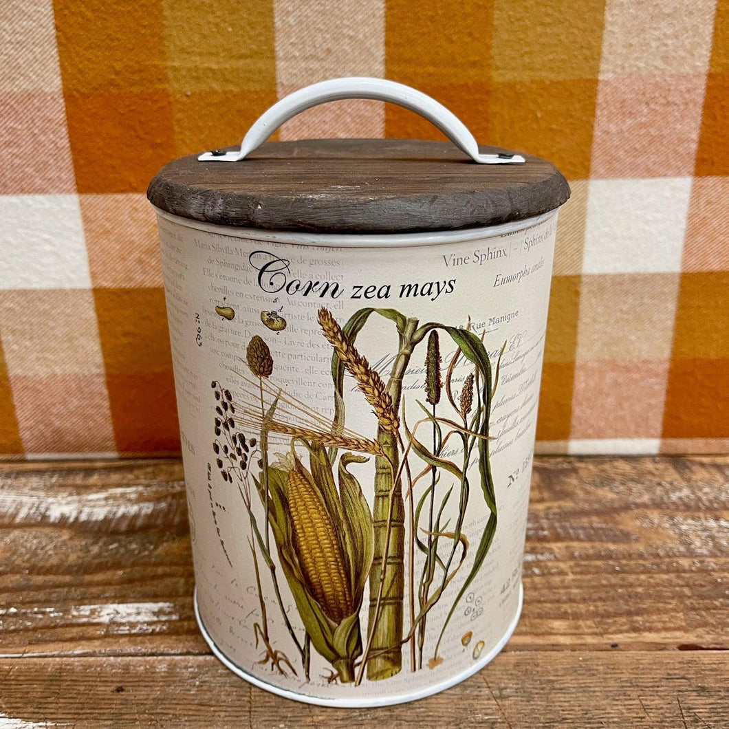 Botanical print Bucket with corn stalks
