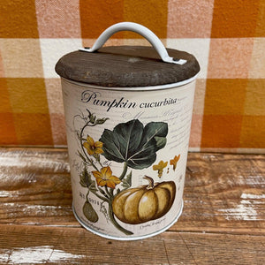 Botanical print Bucket with pumpkin.