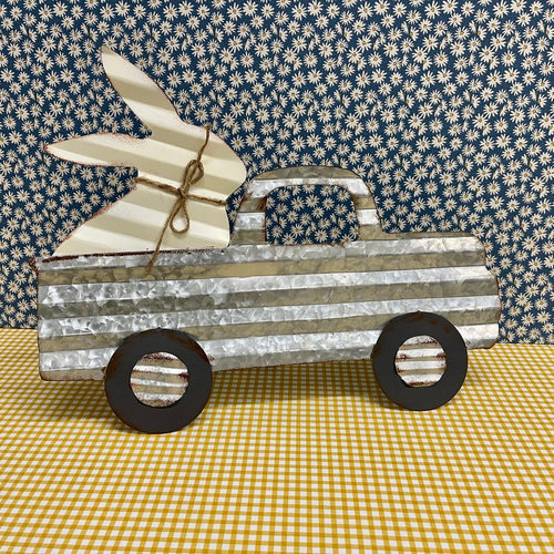 Tin Bunny & Truck Decor for Spring and Easter decorating.