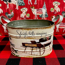 Load image into Gallery viewer, Christmas Farmhouse Bucket with holiday design.