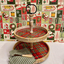 Load image into Gallery viewer, Christmas Plaid Tiered Serving Tray.
