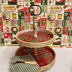 Christmas Plaid Tiered Serving Tray.