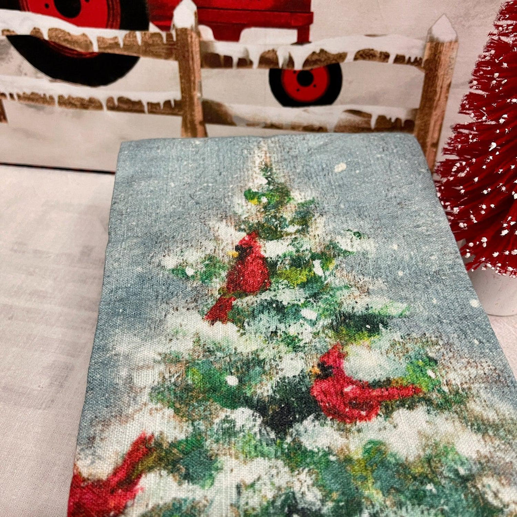 Christmas tree & Cardinal Tea Towel