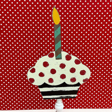 Load image into Gallery viewer, Wood Sign with stand and Birthday Cake design.