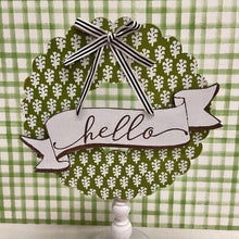 Load image into Gallery viewer, Wood Sign with stand and Wreath design