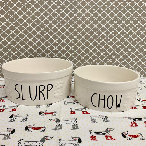 Ceramic Slurp and Chow water and food bowls for your pets
