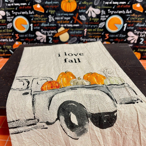 Fall themed designed flour sack towel.
