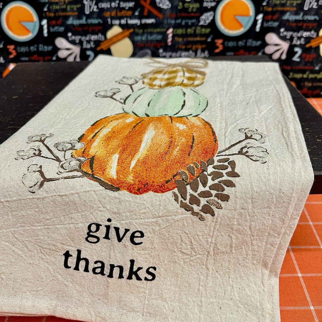 Fall themed designed flour sack towel.