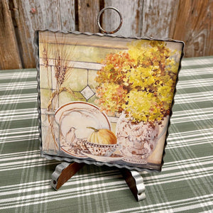 Fall Framed Print with muted colored pottery.