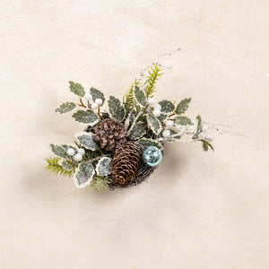 Iced Holly & Cones Birdnest