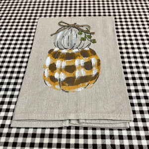 Stacked pumpkins hand painted Fall towel