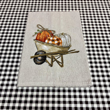 Load image into Gallery viewer, Wheelbarrow hand painted Fall towel