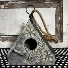 Load image into Gallery viewer, Galvanized Birdhouse with Flowers
