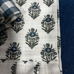 Blue Block Print Tea Towels