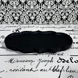 Black Scalloped Wood Tray