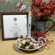 Load image into Gallery viewer, White Metal dish Taper Candle Holder