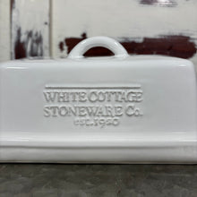 Load image into Gallery viewer, White Cottage Ceramic Butter Dish