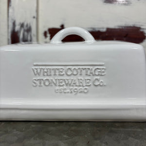 White Cottage Ceramic Butter Dish