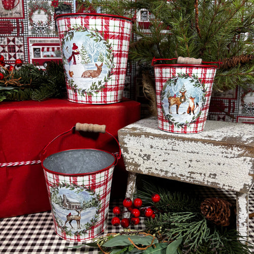 Red Plaid Buckets