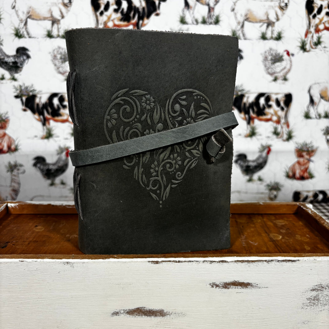Heart Embossed Leather Journal