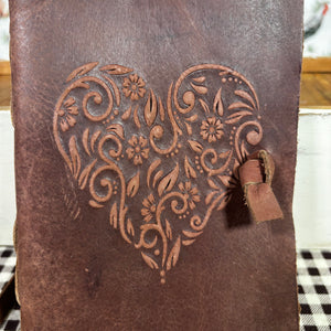 Heart Embossed Leather Journal