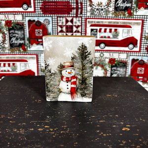 Country Christmas Snowman Wood Blocks