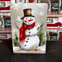 Load image into Gallery viewer, Country Christmas Snowman Wood Blocks