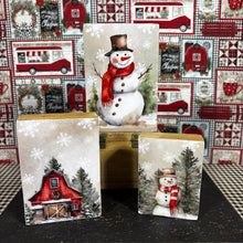 Load image into Gallery viewer, Country Christmas Snowman Wood Blocks