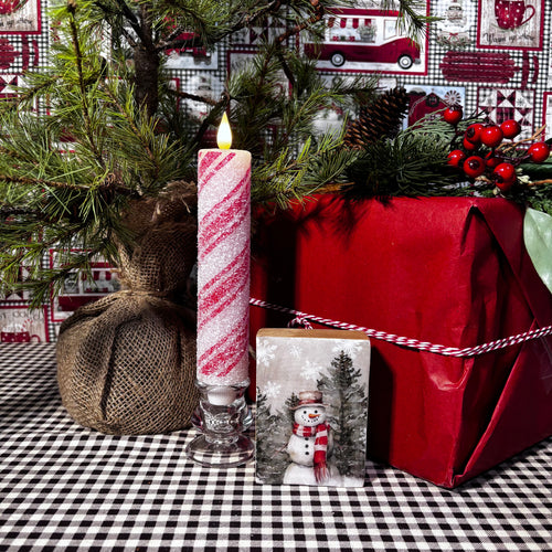 Frosty Candy Cane Taper Candle