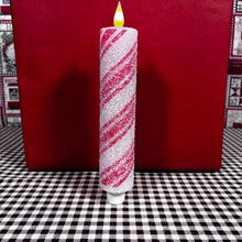 Load image into Gallery viewer, Frosty Candy Cane Taper Candle