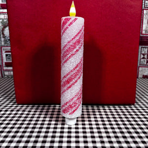 Frosty Candy Cane Taper Candle