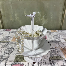 Load image into Gallery viewer, Two Tier Scalloped Tray with Bird