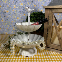 Load image into Gallery viewer, Two Tier Scalloped Tray with Bird