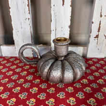 Load image into Gallery viewer, Pewter Pumpkin Taper Candle Holder