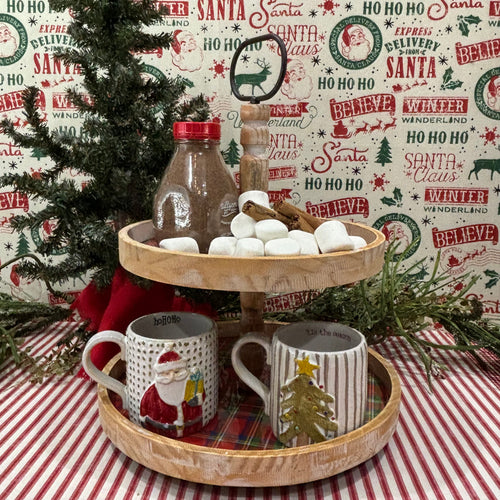 Christmas Plaid Tiered Serving Tray