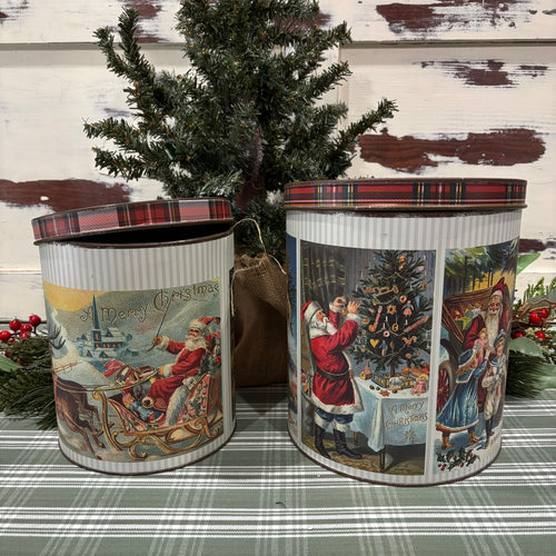 Vintage Santa Postcard Tins