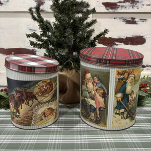 Vintage Santa Postcard Tins