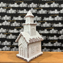 Load image into Gallery viewer, Glittered White Frosted Gingerbread Houses