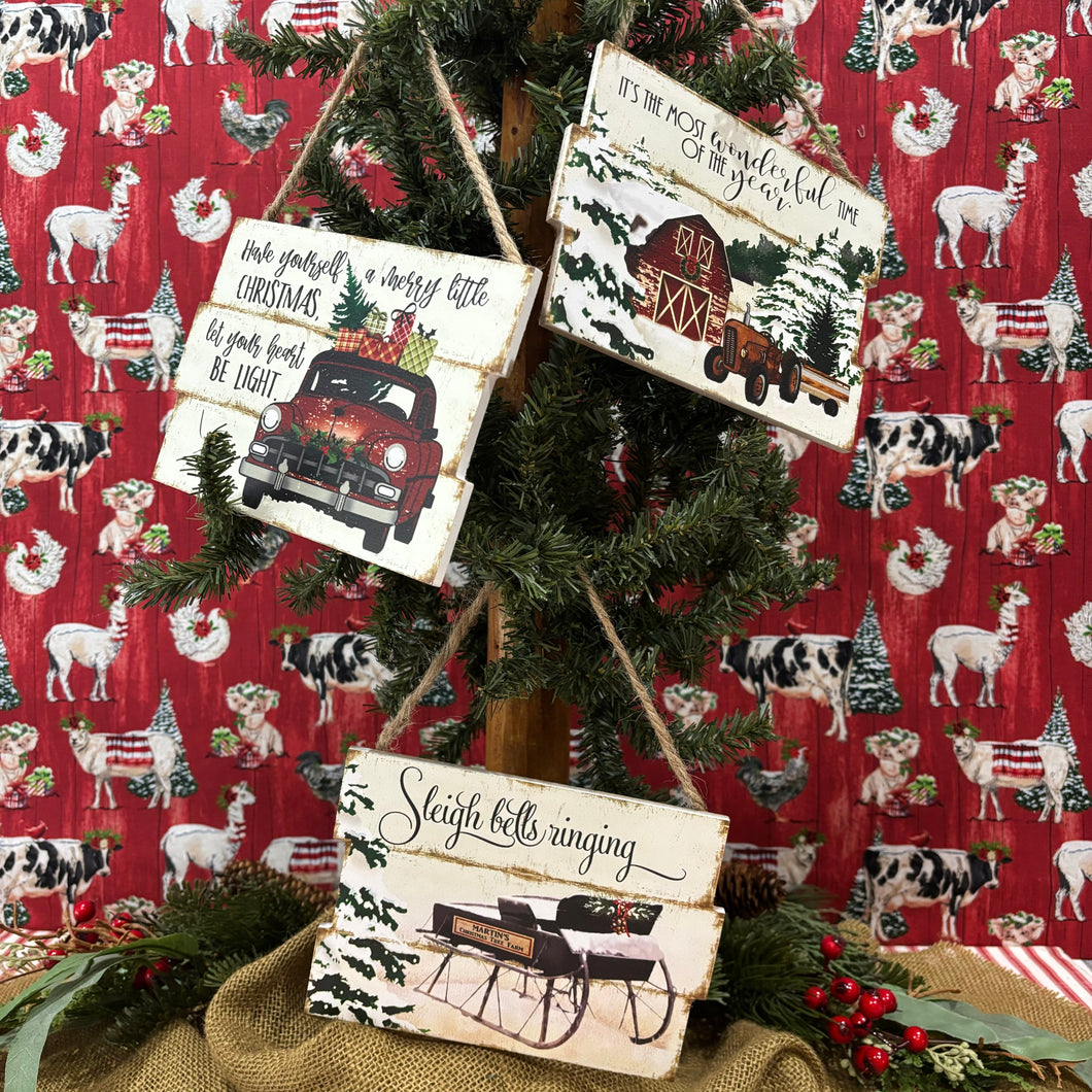 Hanging Signs - Truck, Tractor, Sleigh