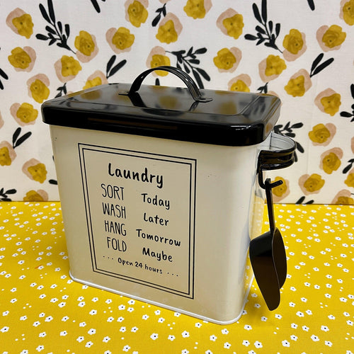 Metal Laundry Caddy with matching scoop.
