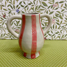 Load image into Gallery viewer, Lovely Stoneware Vase with pink stripe design.