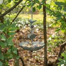 Load image into Gallery viewer, Aged Green Hanging Bird Feeder